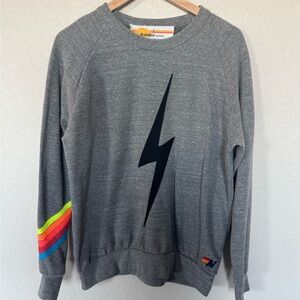 Aviator Nation Gray Crewneck with Lightning Bolt